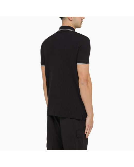 Stone Island Black Short-Sleeved Polo Shirt With Logo for men