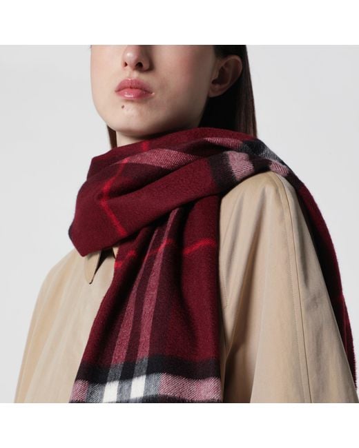 Burberry Red Scarf With Check Pattern