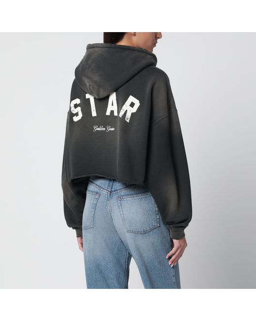 Golden Goose Deluxe Brand Black Charcoal Cotton Hooded Sweatshirt