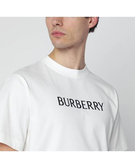 Burberry Weißes T-Shirt Mit Logoprint in White für Herren