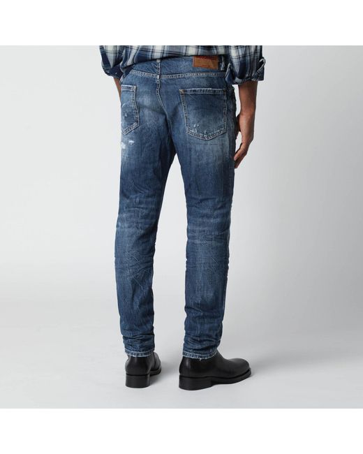 DSquared² Blue Slim Washed Jeans With Rips for men