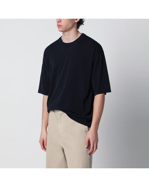Roberto Collina Black Cotton Knit T-Shirt for men