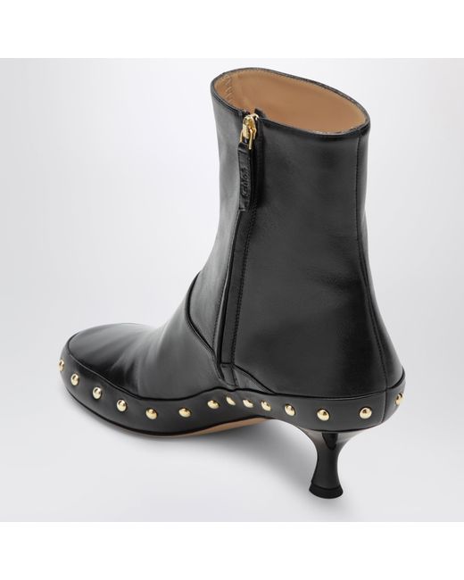 Chloé Black Junie Hammered Leather Ankle Boots