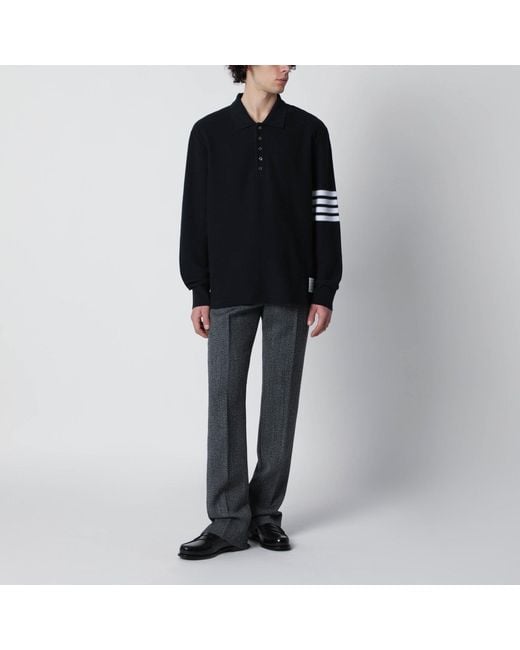 Thom Browne Black Cotton Polo Shirt for men