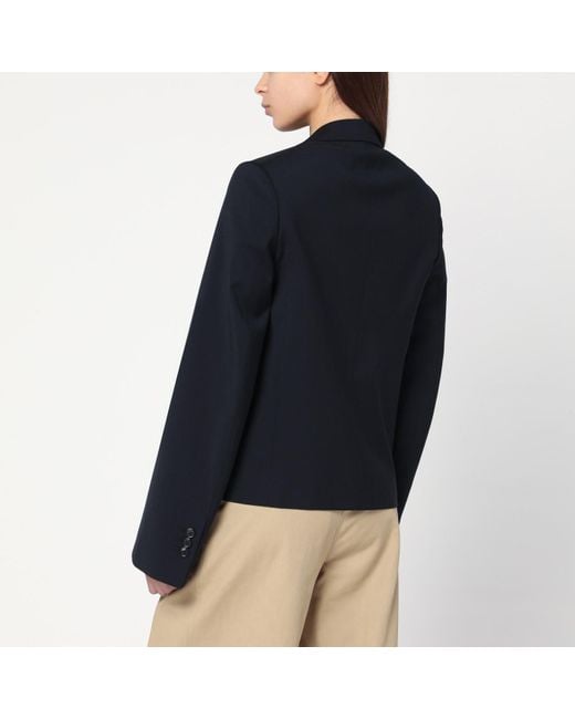 ジャケット Loewe Navy blue single-breasted jacket in wool Loewe Navy Single-breasted Jacket In Wool in Blue | Lyst