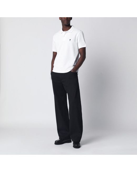 AMI White Ami De Coeur Polo Shirt for men