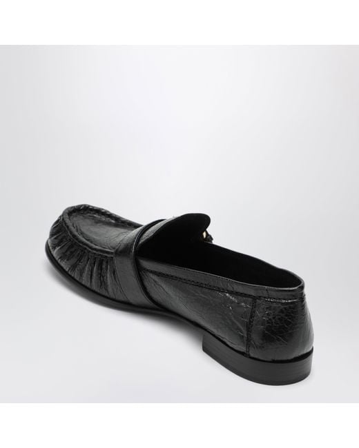 Miu Miu Black Leather Loafers With Crinkled Vintage-Effect Finish