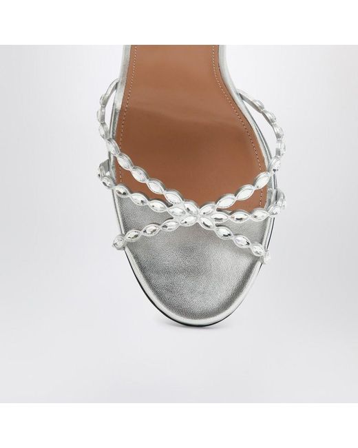 Aquazzura White Love Struck Sandals With Crystals