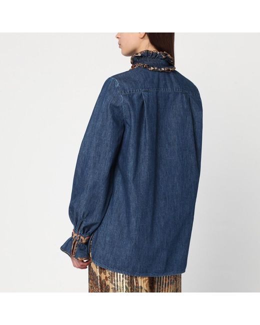 Sa in denim con bordi ricamati di Valentino in Blue