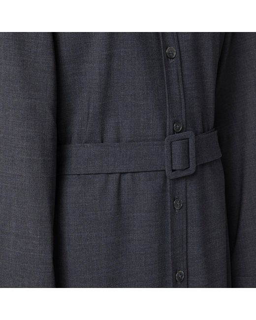 P.A.R.O.S.H. Black Anthracite Belted Shirt Dress Wool