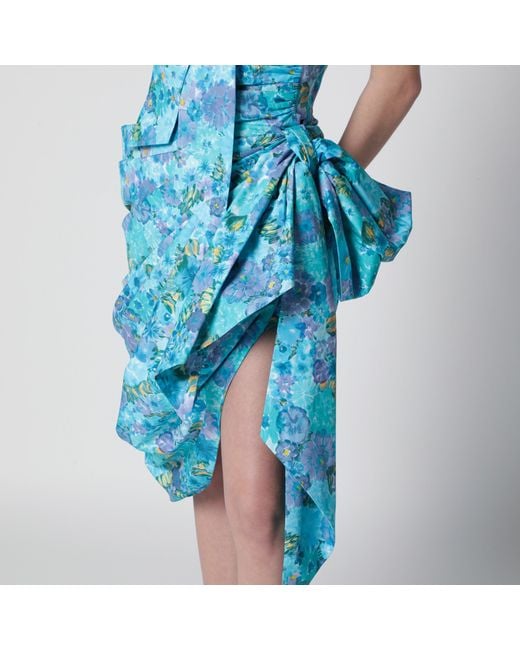 Chloé Blue Sleeveless Wrap Bustier Midi Dress