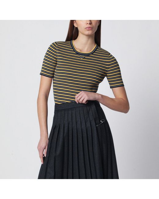 Prada Black Striped Stretch Cotton T-Shirt