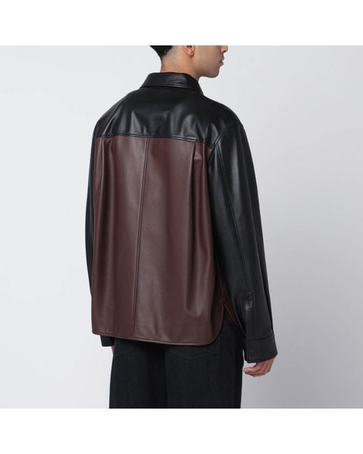 Loewe Black /burgundy Leather Overshirt for men