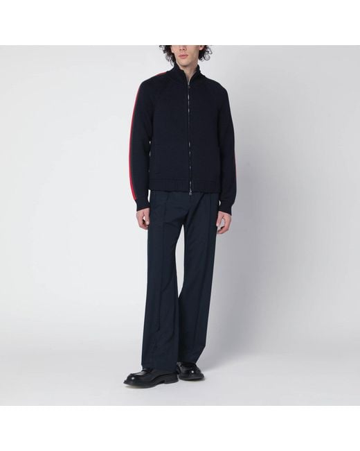 Gucci Blue Dark Wool Zip-Up Cardigan for men