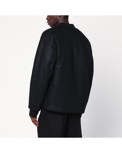 Jil Sander Black Wool Bomber Jacket for men
