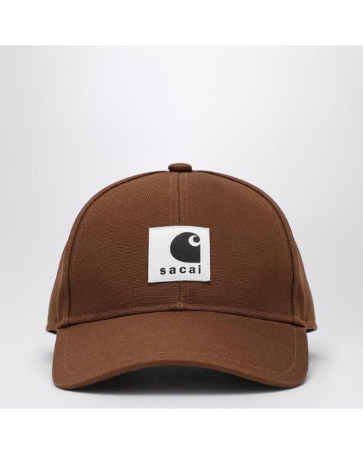 SACAI X CARHARTT WIP Brown Baseball Cap With Logo Patch for men