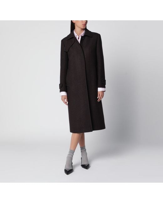 Tagliatore Black Single-Breasted/ Houndstooth Wool Coat
