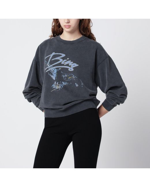 Anine Bing Black Spencer Eagle Washed Sweatshirt