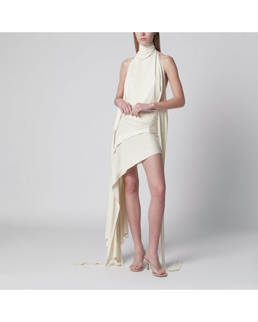 Francesco Murano White Mini Skirt With Side Train