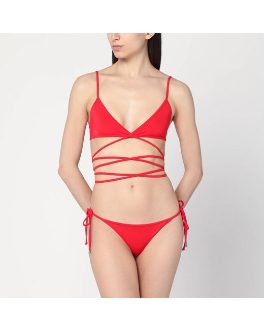 The Attico Red Two-piece Triangle Bikini In