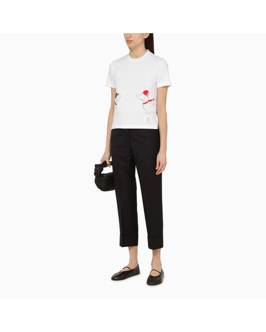 Thom Browne White T-Shirt With Embroidery