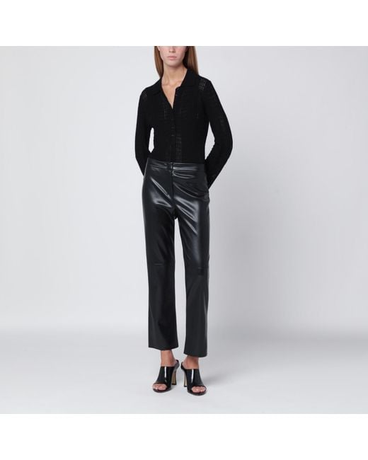 S MaxMara エスマックスマーラ ブラック エコレザー パンツ ブラック M  