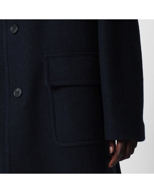 Dries Van Noten Black Single-Breasted Wool Coat for men