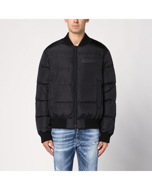 DSquared² Black Nylon Puffer Bomber Jacket for men