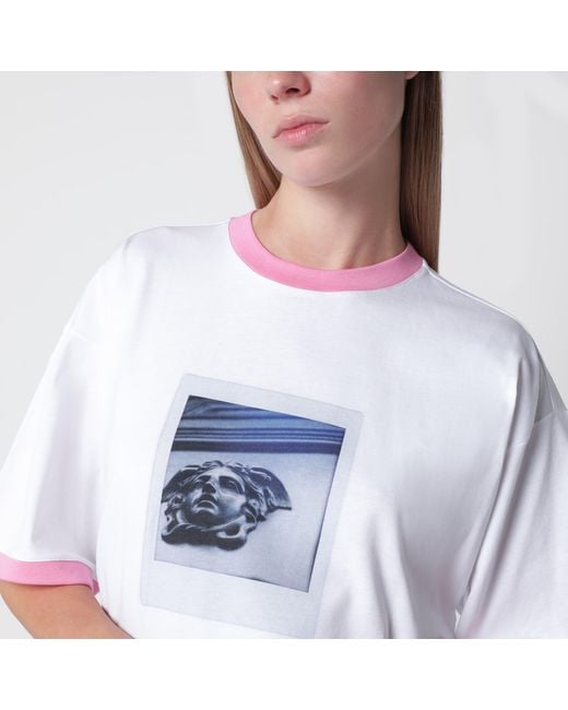 Versace White Regular-Fit Cotton Jersey T-Shirt With Medusa Print