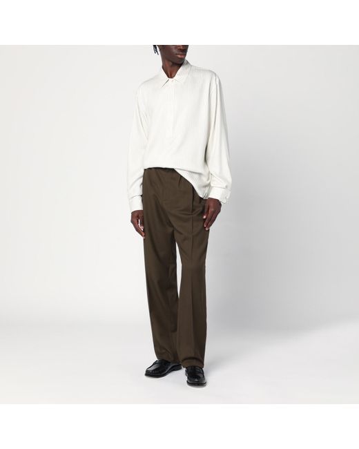Saint Laurent White Striped Shirt for men