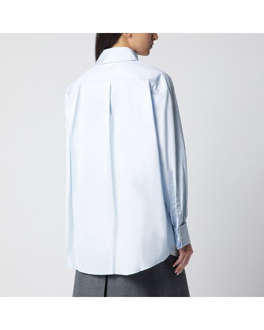Prada Blue Cotton Shirt With Scarf