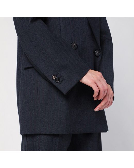 Bottega Veneta /blue Mélange Striped Wool Jacket