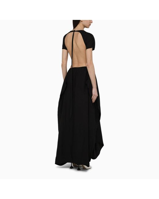 Loewe Black Short-sleeved Dress In Viscose Blend