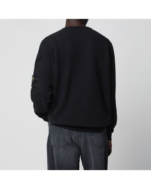 Stone Island Black Cotton Crewneck Sweatshirt for men