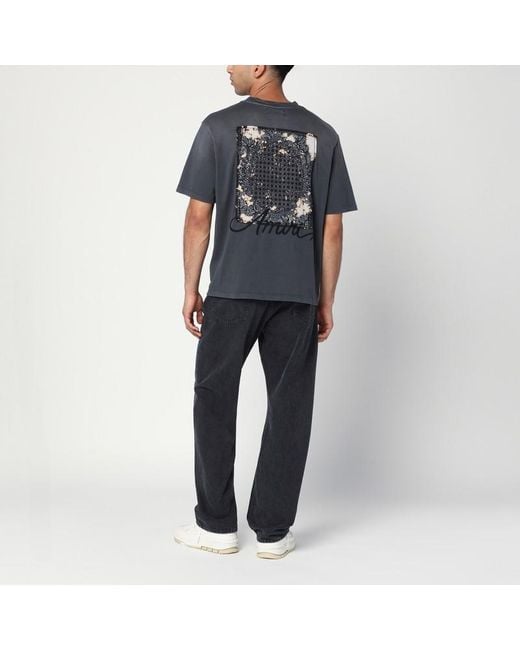 Amiri Verwaschenes Schwarzes T-Shirt Aus Baumwolle in Blue für Herren