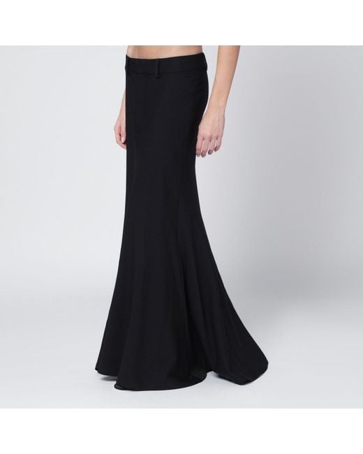 Balenciaga Black Long Wool Skirt