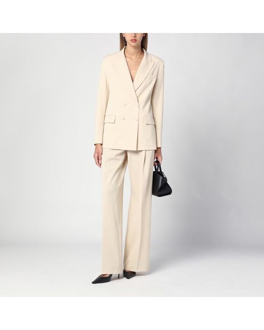 FEDERICA TOSI Natural Butter-coloured Double-breasted Jacket In Wool Blend