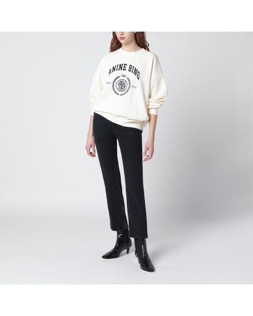 Anine Bing White Miles Collegiate Cream Sweatshirt