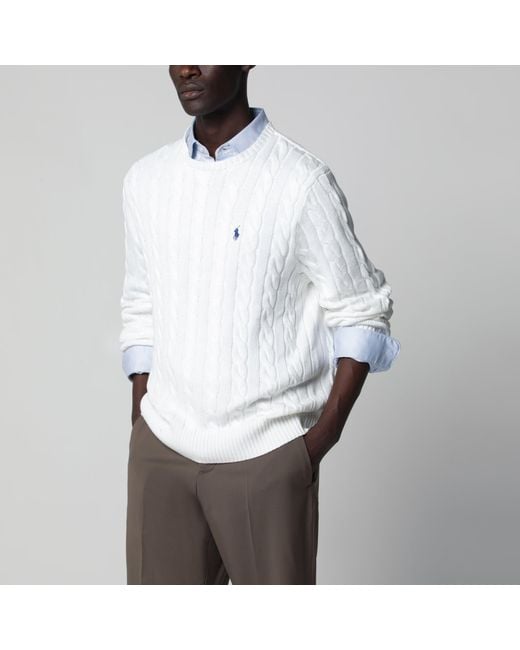 Polo Ralph Lauren White Cable-Knit Cotton Sweater for men