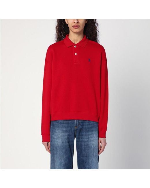 Polo Ralph Lauren Red Rotes Fleece-Baumwollpolo