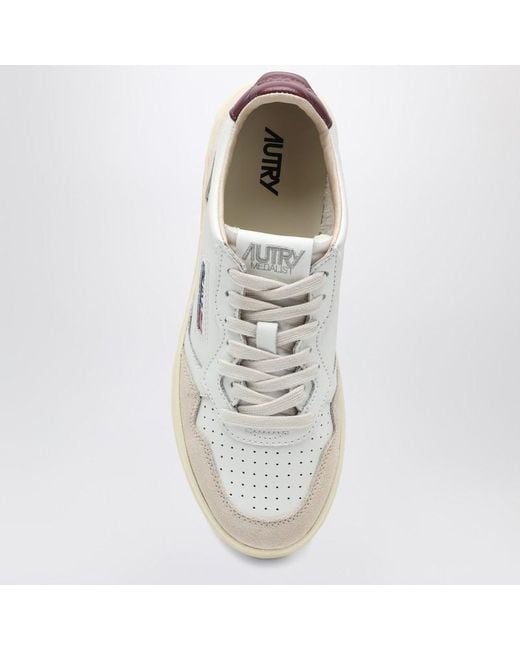Autry White Medalist Sneakers Aus Weißem/Burgunderrotem Leder Und Wildleder