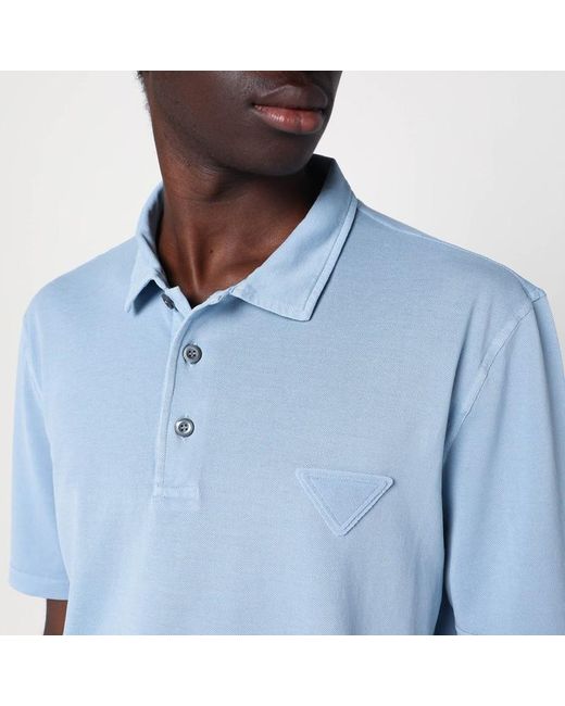 Prada Blue Light Piquet Polo Shirt for men