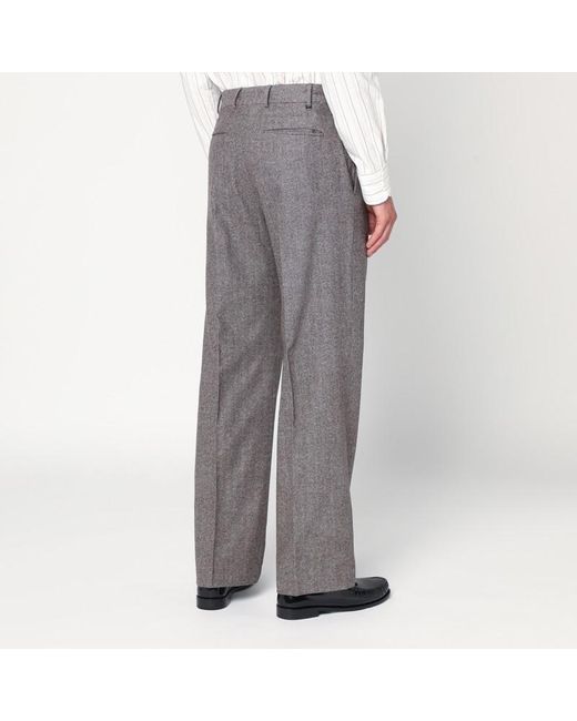 PT Torino Gray Light Wool Pants With Pleats for men