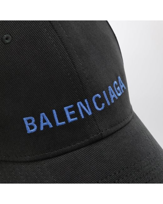 Balenciaga Black Baseball Cap With Embroidered Logo for men
