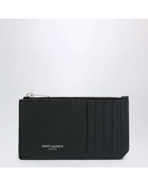 Saint Laurent Black Fragments Card Holder With Zip for men
