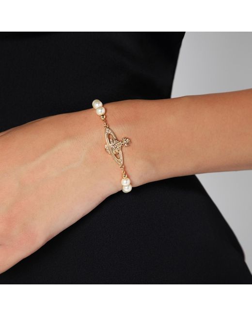 Vivienne Westwood Metallic Mini Bas Relief Pearl Bracelet