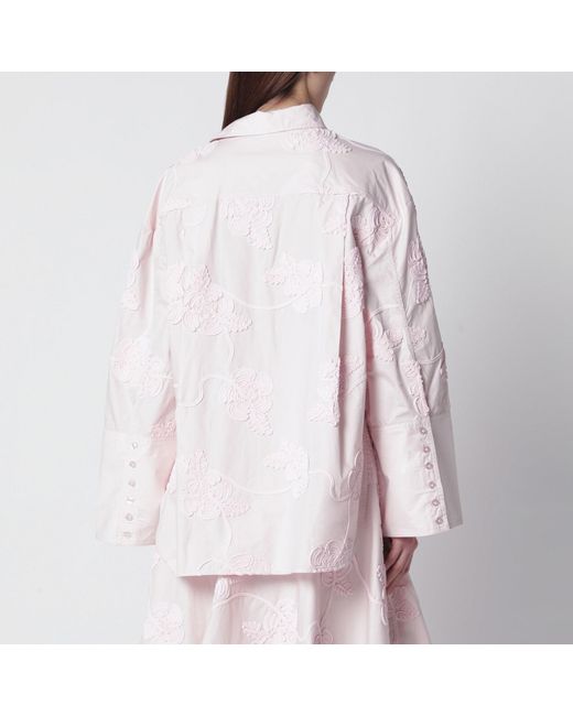 ROTATE BIRGER CHRISTENSEN Purple Oversized Orchid Shirt With Floral Embroidery