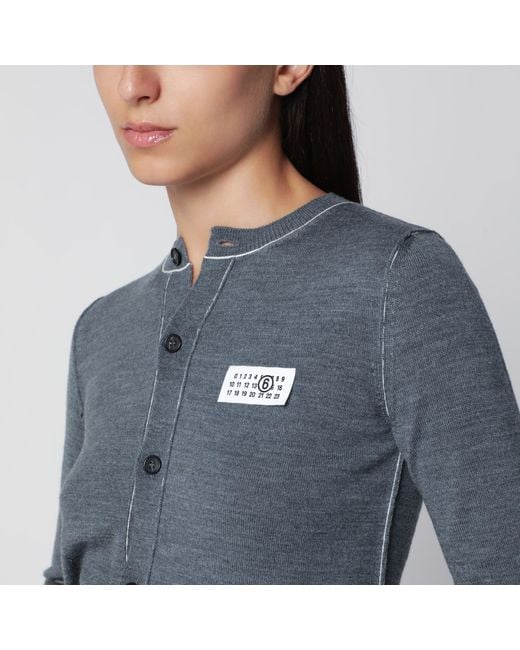 MM6 by Maison Margiela Blue Mélange Wool-Blend Cardigan