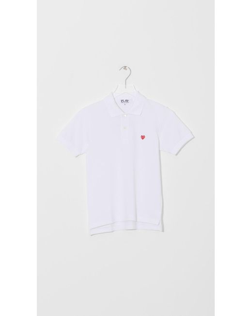 COMME DES GARÇONS PLAY White Cotton Polo With Red Emblem