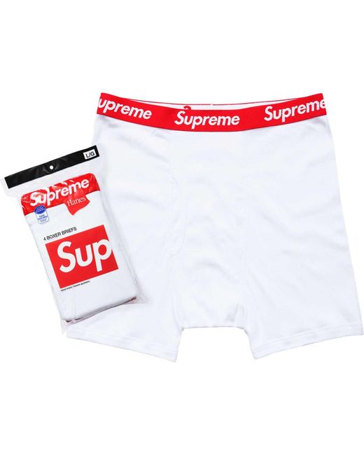 Supreme Hanes Boxer Briefs (4 Pack) White in Red | Lyst